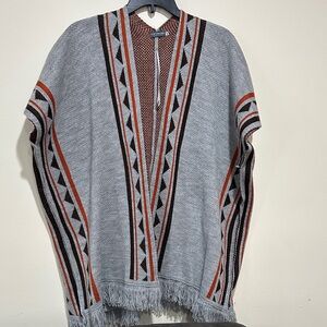 EARTHBOUND Tribal Patterned Gray and Orange Cardigan